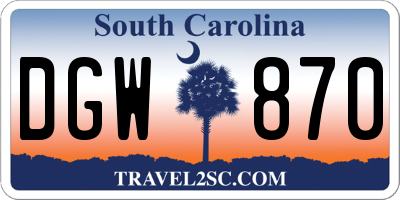 SC license plate DGW870