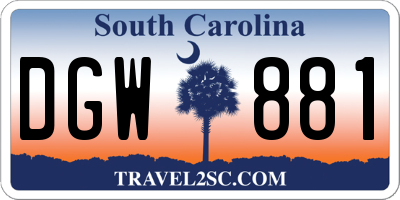 SC license plate DGW881