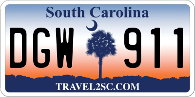 SC license plate DGW911