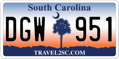 SC license plate DGW951