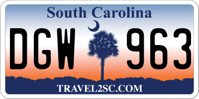 SC license plate DGW963