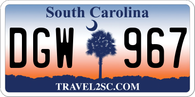 SC license plate DGW967