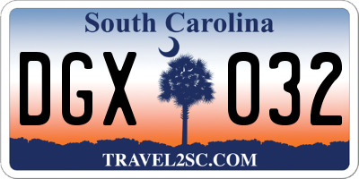SC license plate DGX032