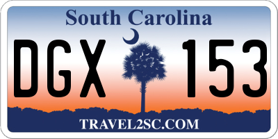 SC license plate DGX153