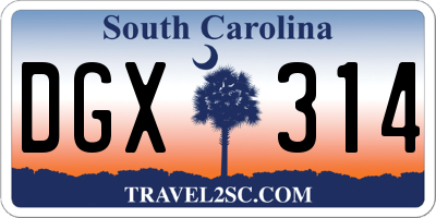 SC license plate DGX314