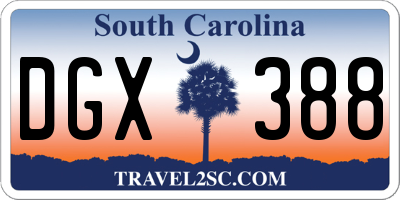 SC license plate DGX388