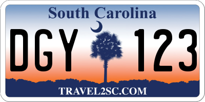 SC license plate DGY123