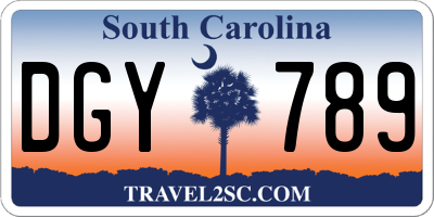 SC license plate DGY789