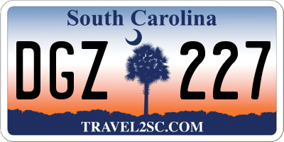 SC license plate DGZ227