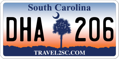 SC license plate DHA206