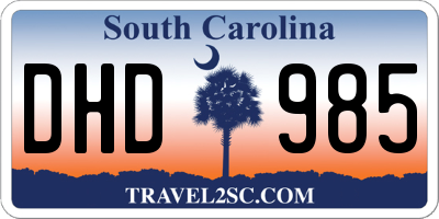SC license plate DHD985
