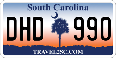 SC license plate DHD990