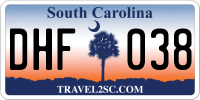 SC license plate DHF038