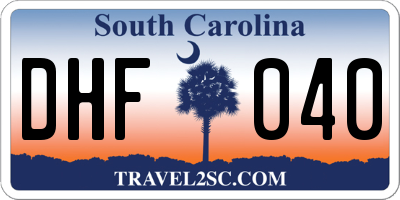 SC license plate DHF040