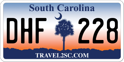 SC license plate DHF228