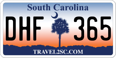 SC license plate DHF365
