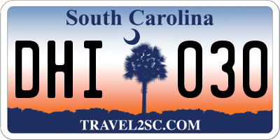 SC license plate DHI030