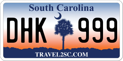 SC license plate DHK999