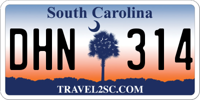 SC license plate DHN314