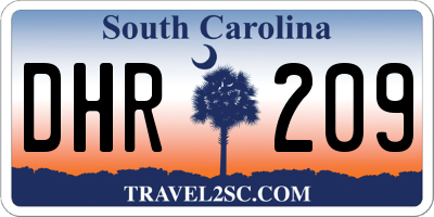 SC license plate DHR209