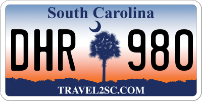 SC license plate DHR980