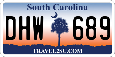 SC license plate DHW689