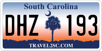 SC license plate DHZ193