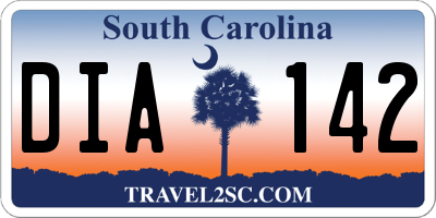 SC license plate DIA142