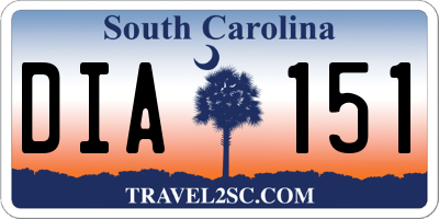SC license plate DIA151