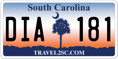 SC license plate DIA181