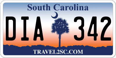 SC license plate DIA342