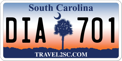 SC license plate DIA701