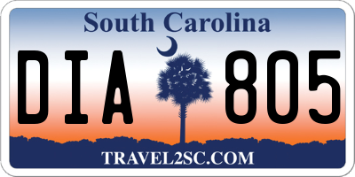 SC license plate DIA805