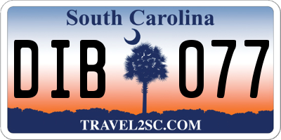 SC license plate DIB077