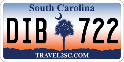 SC license plate DIB722