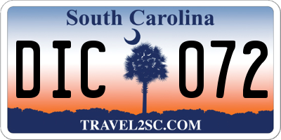 SC license plate DIC072