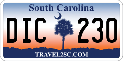 SC license plate DIC230