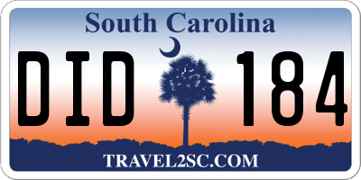 SC license plate DID184