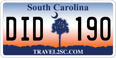 SC license plate DID190