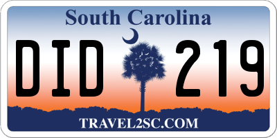 SC license plate DID219