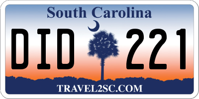 SC license plate DID221