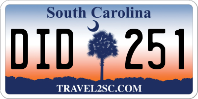 SC license plate DID251