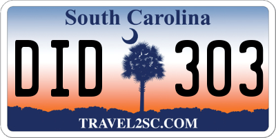 SC license plate DID303