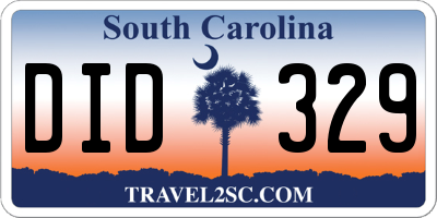 SC license plate DID329