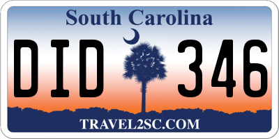 SC license plate DID346