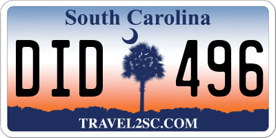 SC license plate DID496