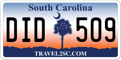 SC license plate DID509