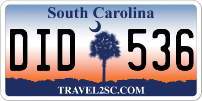 SC license plate DID536