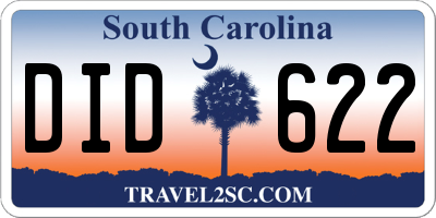 SC license plate DID622