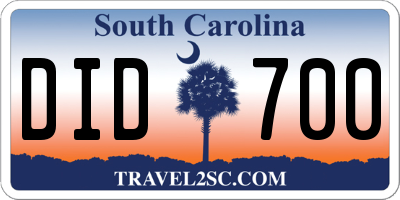 SC license plate DID700